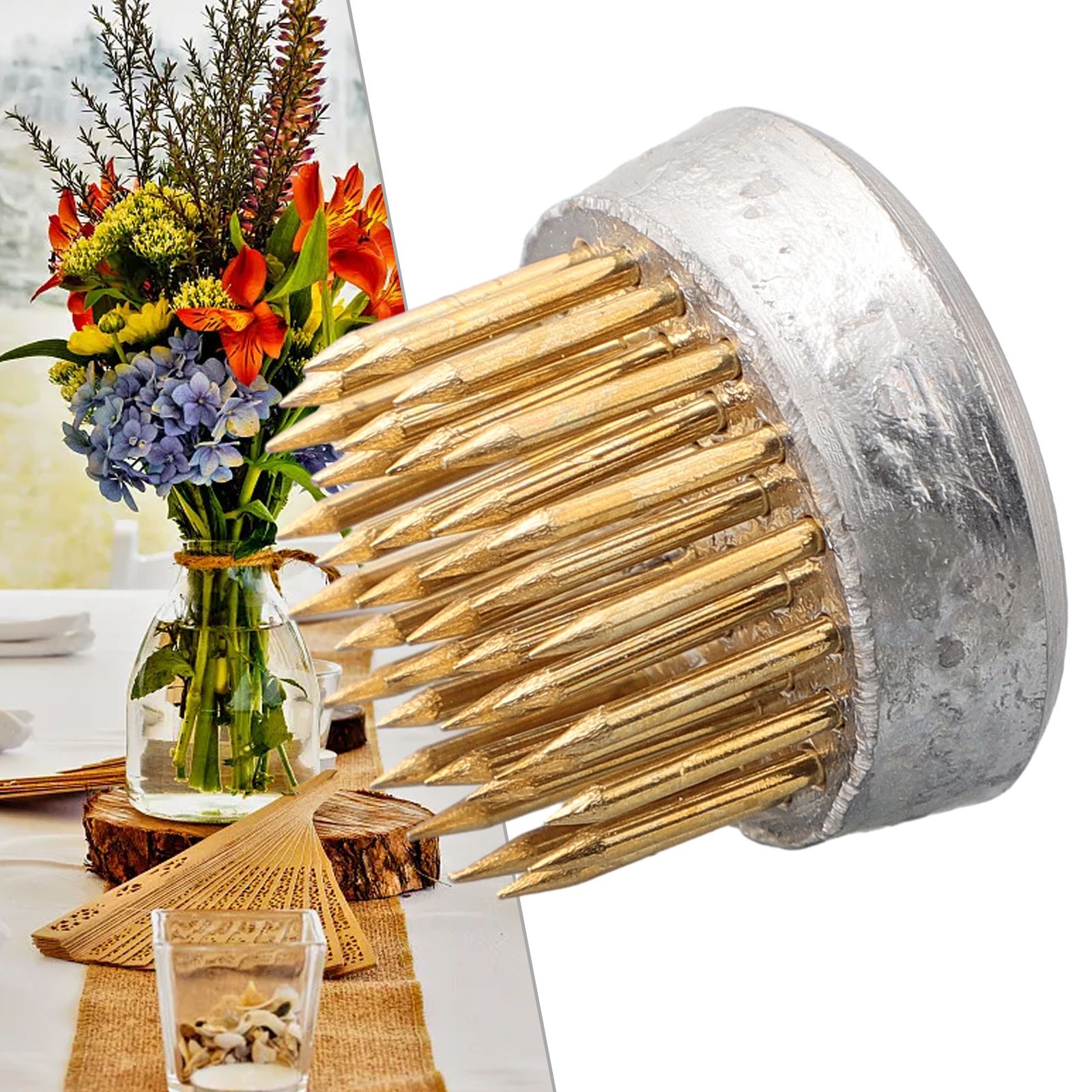 Rana fiore Ikebana rotonda con - Flower Frog Pin recensione e prezzo